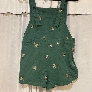 Cider Teddy Bear Embroidery Overalls - SMALL